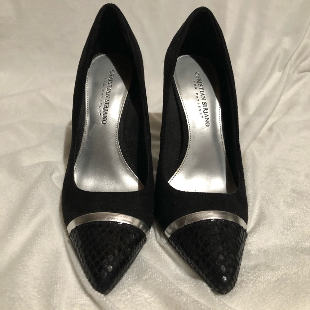 Christian Siriano Black & Sliver Pointy Heels
